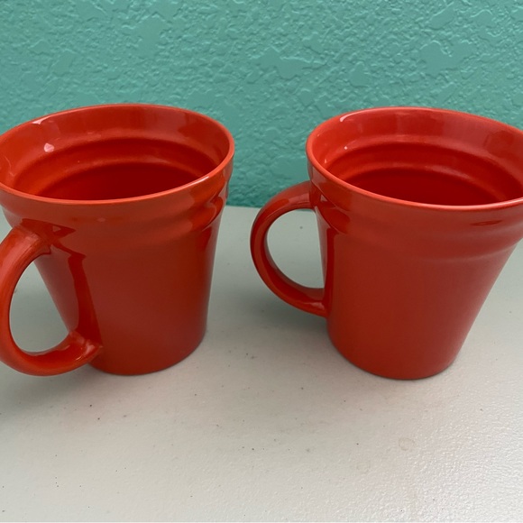 Rachel Ray Double Ridge Coffee Mugs Orange - Picture 2 of 6